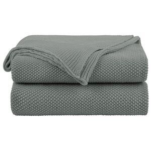Cotton Knit Blanket Soft Lightweight Throw Blanket for Sofa Couch Gray